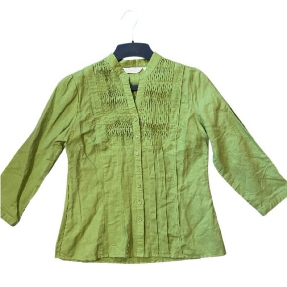 Tweeds Women’s Linen Blend Lime Green Women's Top size medium - Picture 6 of 8